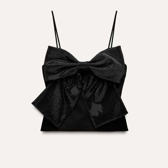 Zara rhinestone bow crop top - Picture 4 of 8